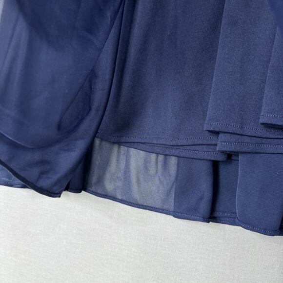 Alex Evenings Womens Dress 6 Blue Mesh Gown Bow Back Formal Bridesmaid Wedding - Picture 5 of 15